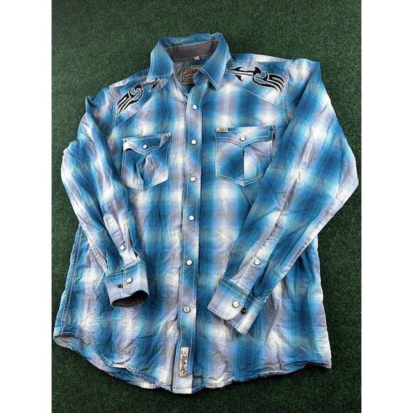 Western Rafter C Pearl Snap Paisley Plaid Shirt - Picture 2 of 6